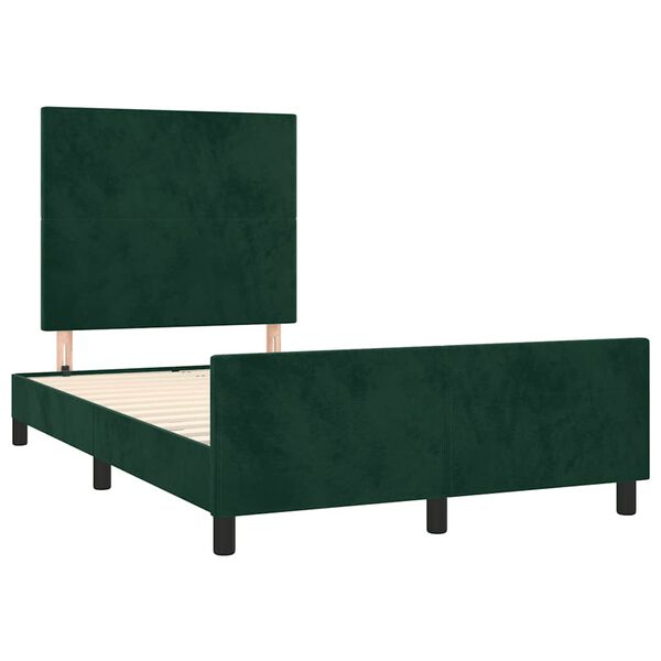 vidaXL Estructura cama sin colch&oacute;n terciopelo verde oscuro 120x200 cm