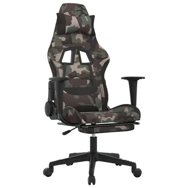 vidaXL Silla gaming con reposapi&eacute;s tela negro y camuflaje