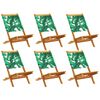 vidaXL Sillas plegables (6 unidades) de tela verde y madera maciza