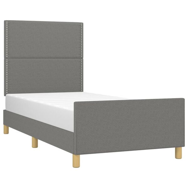 vidaXL Estructura de cama sin colch&oacute;n tela gris oscuro 90x200 cm
