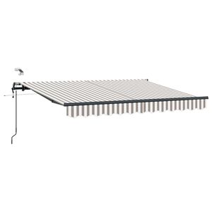 vidaXL Toldo retr&aacute;ctil Gris claro y blanco. 400 x 350 cm Poli&eacute;ster