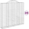 vidaXL Cestas de gaviones 9 uds forma de arco hierro 200x50x180/200 cm