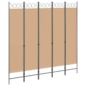 vidaXL Biombos de 5 Paneles Beige 200 x 200 cm Tela
