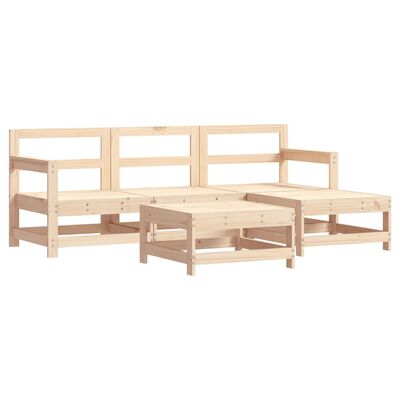 vidaXL Juego de muebles de jardín 5 piezas y cojines madera maciza
