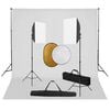 vidaXL Kit de estudio fotogr&aacute;fico con luces softbox, fondo y reflector
