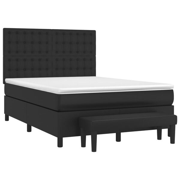 vidaXL Cama box spring con colch&oacute;n cuero sint&eacute;tico negro 140x200cm