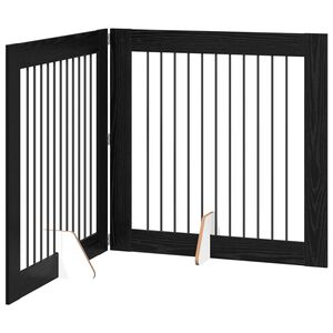 vidaXL Puerta para perros plegable con soportes 2 uds. Roble Negro