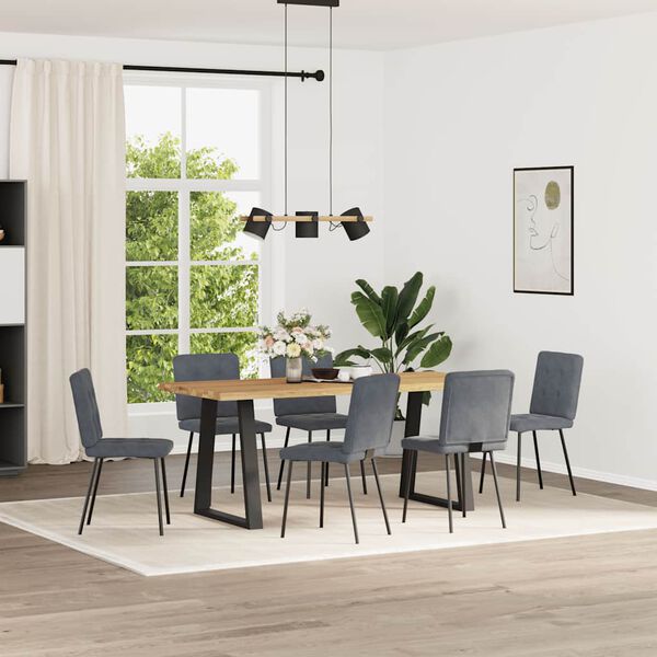 vidaXL Sillas de comedor 6 unidades terciopelo gris oscuro