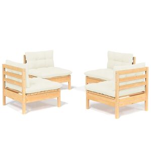 vidaXL Muebles de jard&iacute;n 4 piezas cojines madera de pino crema