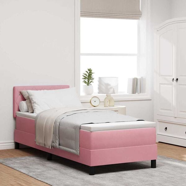 vidaXL Cama tipo Box Spring con colch&oacute;n Rosa 80 x 200 cm Terciopelo