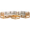 vidaXL Set muebles de jard&iacute;n 6 pzas madera maciza y cojines gris claro