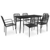 vidaXL Set de comedor de jard&iacute;n 7 pzas cuerda de algod&oacute;n y acero negro
