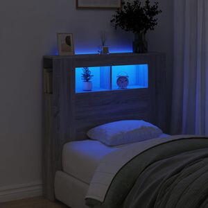 vidaXL Cabecero LED madera ingenier&iacute;a gris Sonoma 100x18,5x103,5 cm