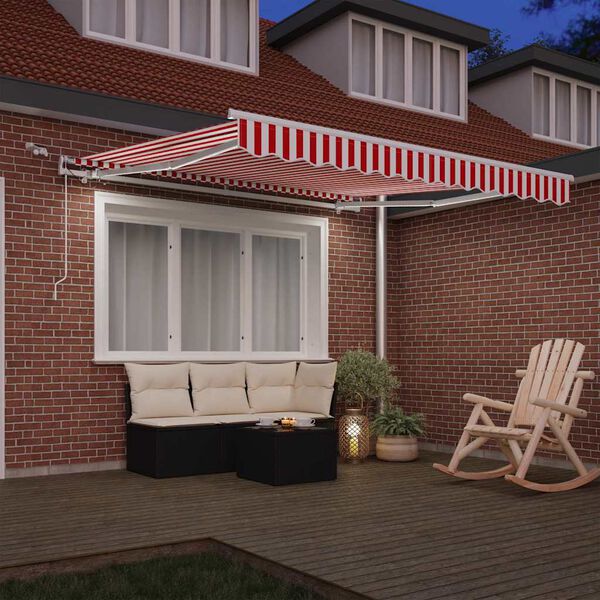 vidaXL Toldo Retr&aacute;ctil Rojo y 350 x 250 cm Poli&eacute;ster y metal