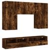vidaXL Muebles de TV de pared 5 pzas madera ingenier&iacute;a roble ahumado