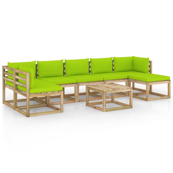 vidaXL Set de muebles de jard&iacute;n 8 piezas con cojines madera impregnada