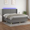 vidaXL Cama box spring colch&oacute;n y luces LED tela gris oscuro 180x200 cm