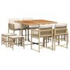 vidaXL Set comedor de jard&iacute;n 9 pzas con cojines rat&aacute;n sint&eacute;tico beige