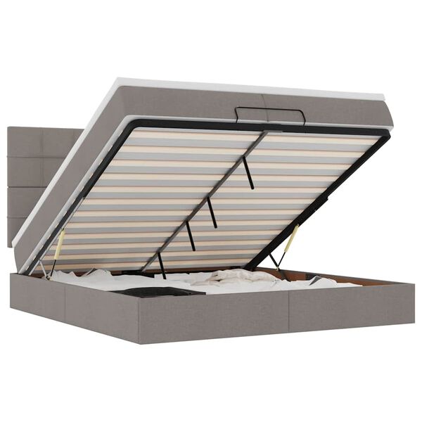 vidaXL Estructura de cama otomana con colchones tela topo 200x200cm