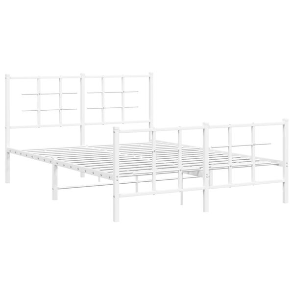 vidaXL Estructura cama sin colchón con estribo metal blanco 140x200 cm
