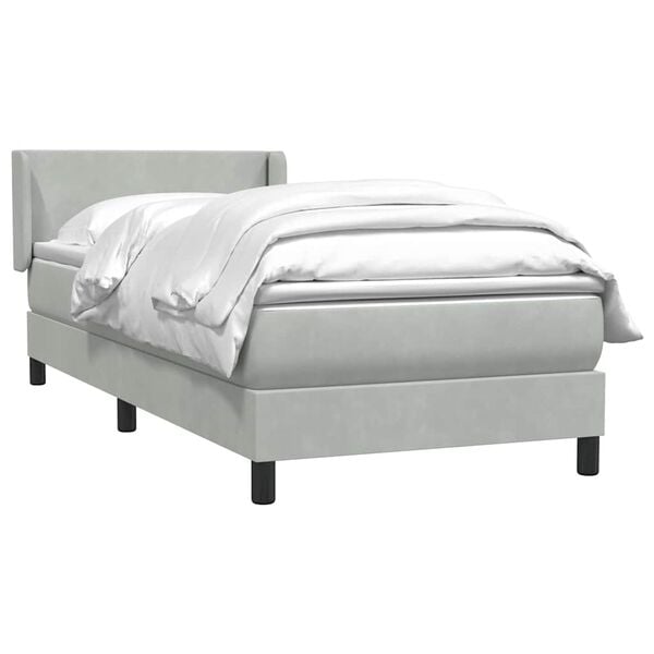 vidaXL Cama box spring con colch&oacute;n terciopelo gris claro 90x210 cm