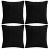 vidaXL Fundas de coj&iacute;n de tela 80x80 cm negro 4 unidades
