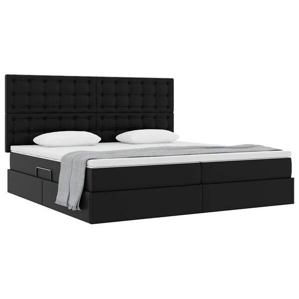 vidaXL Cama con almacenamiento Negro 200 x 200 cm Cuero sint&eacute;tico
