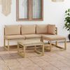 vidaXL Set de muebles de jard&iacute;n 5 piezas y cojines beige