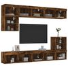 vidaXL Muebles TV pared con LED 8 pzas madera ingenier&iacute;a roble ahumado