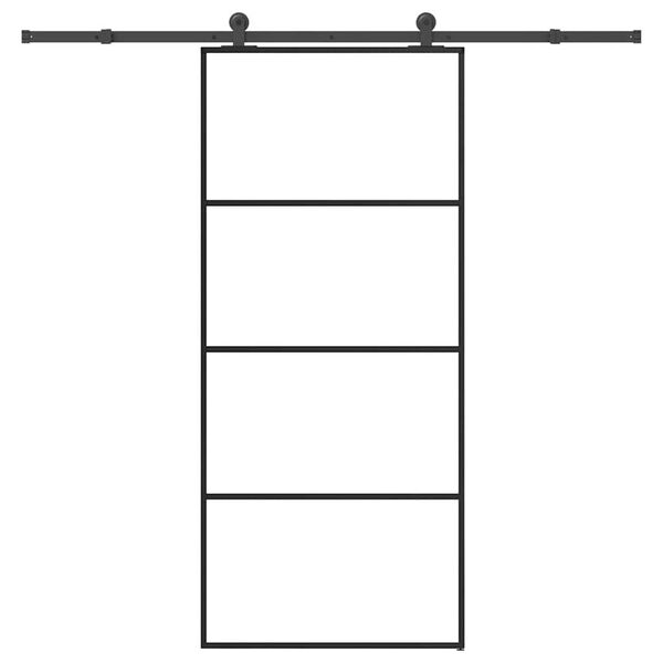 vidaXL Puerta corredera con set herrajes vidrio ESG aluminio 90x205 cm