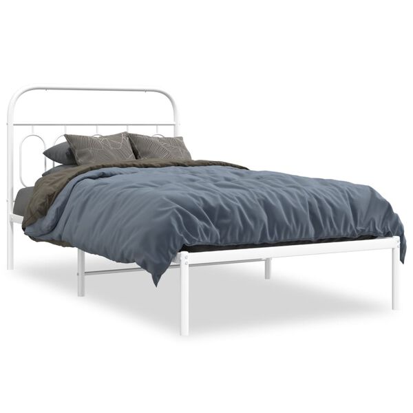 vidaXL Estructura cama sin colchón con cabecero metal blanco 107x203cm