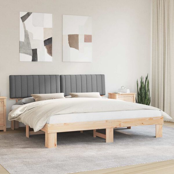 vidaXL Estructura de Cama con Cabecera Tapizada Gris Claro