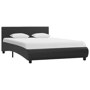 vidaXL Estructura de cama con LED de cuero sint&eacute;tico negro 120x200 cm