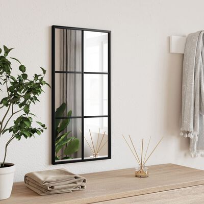 vidaXL Espejo de pared rectangular de hierro negro 30x60 cm