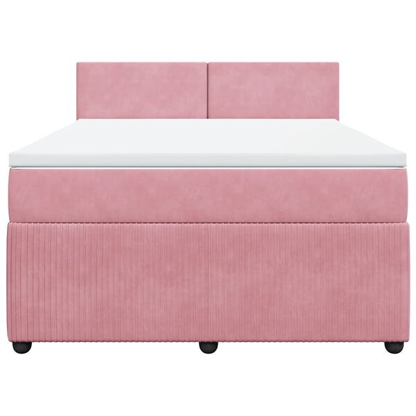 vidaXL Cama box spring con colch&oacute;n terciopelo rosa 140x190 cm