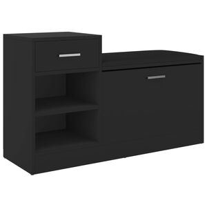 vidaXL Banco zapatero de madera de ingenier&iacute;a negro 94,5x31x57 cm