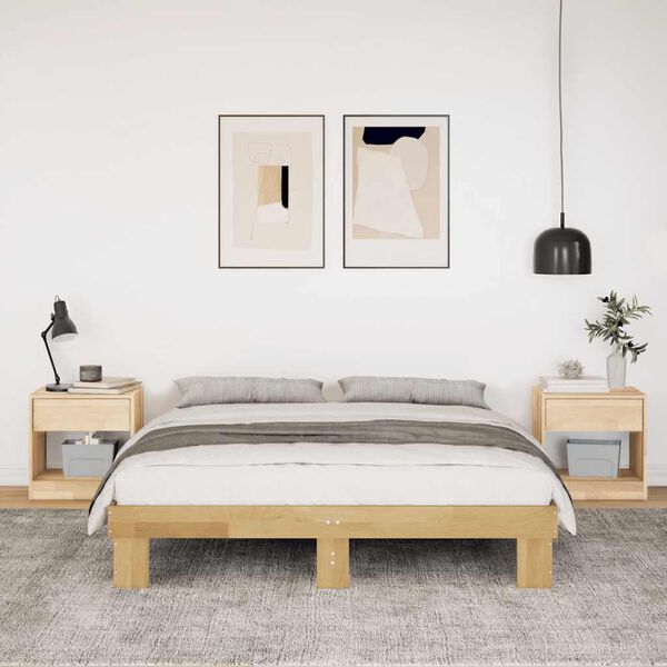 vidaXL Estructura de cama sin colch&oacute;n 140x200 cm madera maciza roble