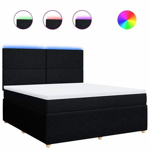 vidaXL Cama box spring con colch&oacute;n tela negro 180x200 cm