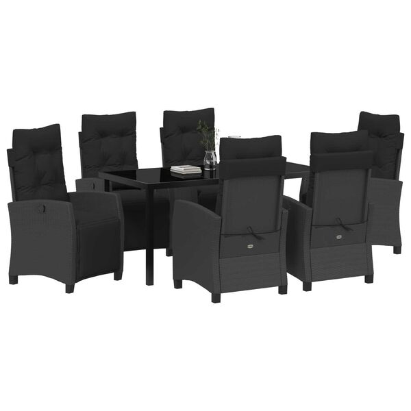 vidaXL Conjunto de Comedor de Jard&iacute;n 7 pcs Negro rat&aacute;n sint&eacute;tico