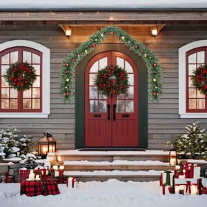 vidaXL Guirnalda de Navidad decorada con bolas y luces LED 5 m