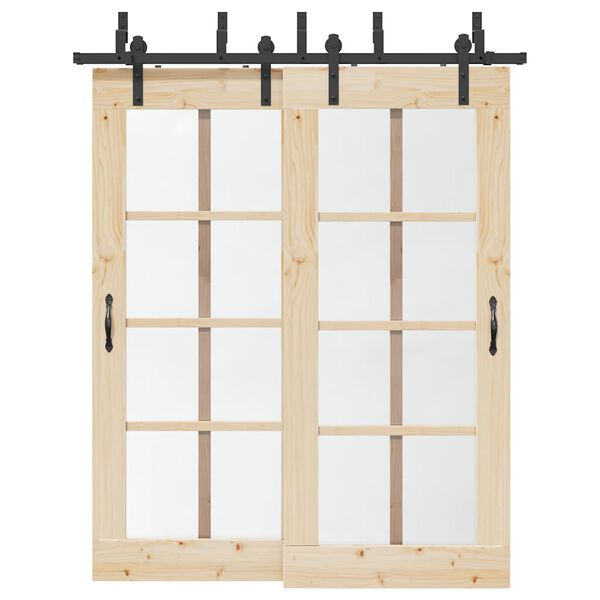 vidaXL Kit de herrajes para puertas correderas acero negro 183 cm