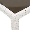vidaXL Mesa de jardín superficie de vidrio ratán PE blanco 90x90x75 cm