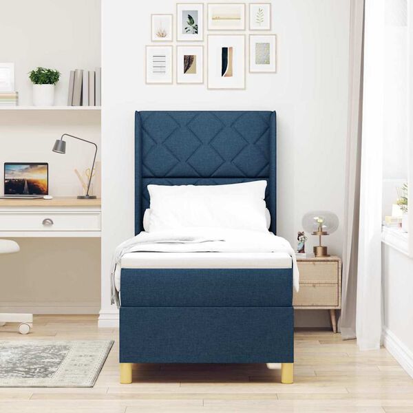 vidaXL Cama tipo Box Spring con colch&oacute;n Azul 80 x 200 cm tela