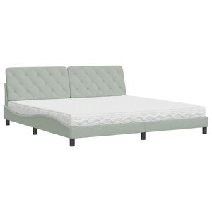 vidaXL Cama con colch&oacute;n terciopelo gris claro 200x200 cm