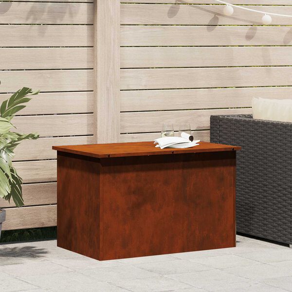vidaXL Caja de Almacenamiento Exterior Oxidado 80 x 50,5 x 50 cm Acero