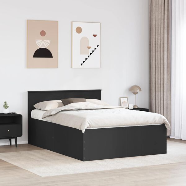 vidaXL Estructura de cama Negro 140 x 200 cm Madera de ingenier&iacute;a