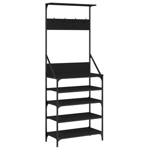 vidaXL Perchero con zapatero negro 70x34x184 cm