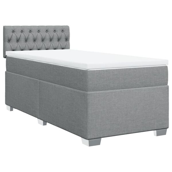 vidaXL Cama box spring con colchón tela gris claro 80x200 cm