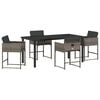 vidaXL Conjunto de Comedor de Jard&iacute;n 5 uds. Gris rat&aacute;n sint&eacute;tico