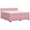 vidaXL Cama box spring con colch&oacute;n Rosa 200 x 200 cm Terciopelo